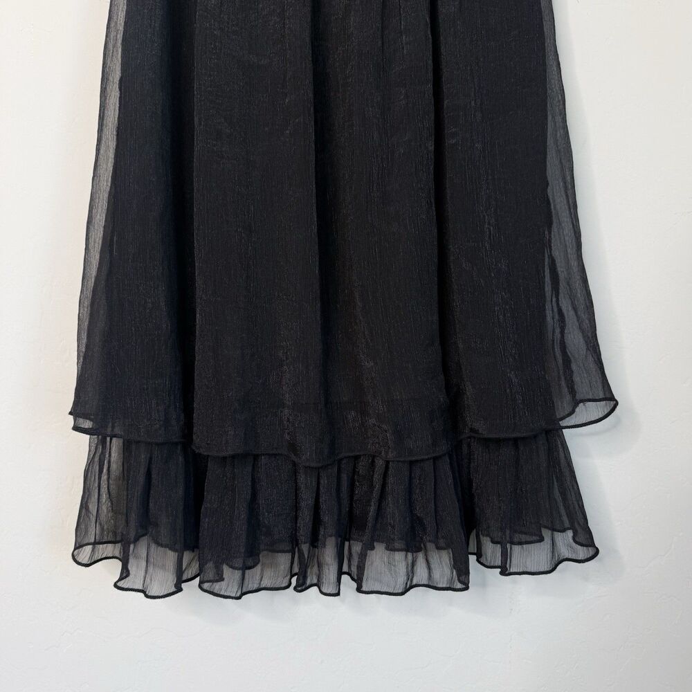 Black Rosette Fairy Grunge Coquette Babydoll Layered Mini Dress Whimsigoth - Picture 2 of 9